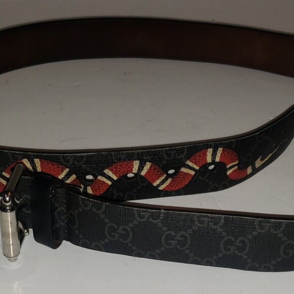 Gucci Borwn GG Supreme Kingsnake Belt - Picture 12 of 16